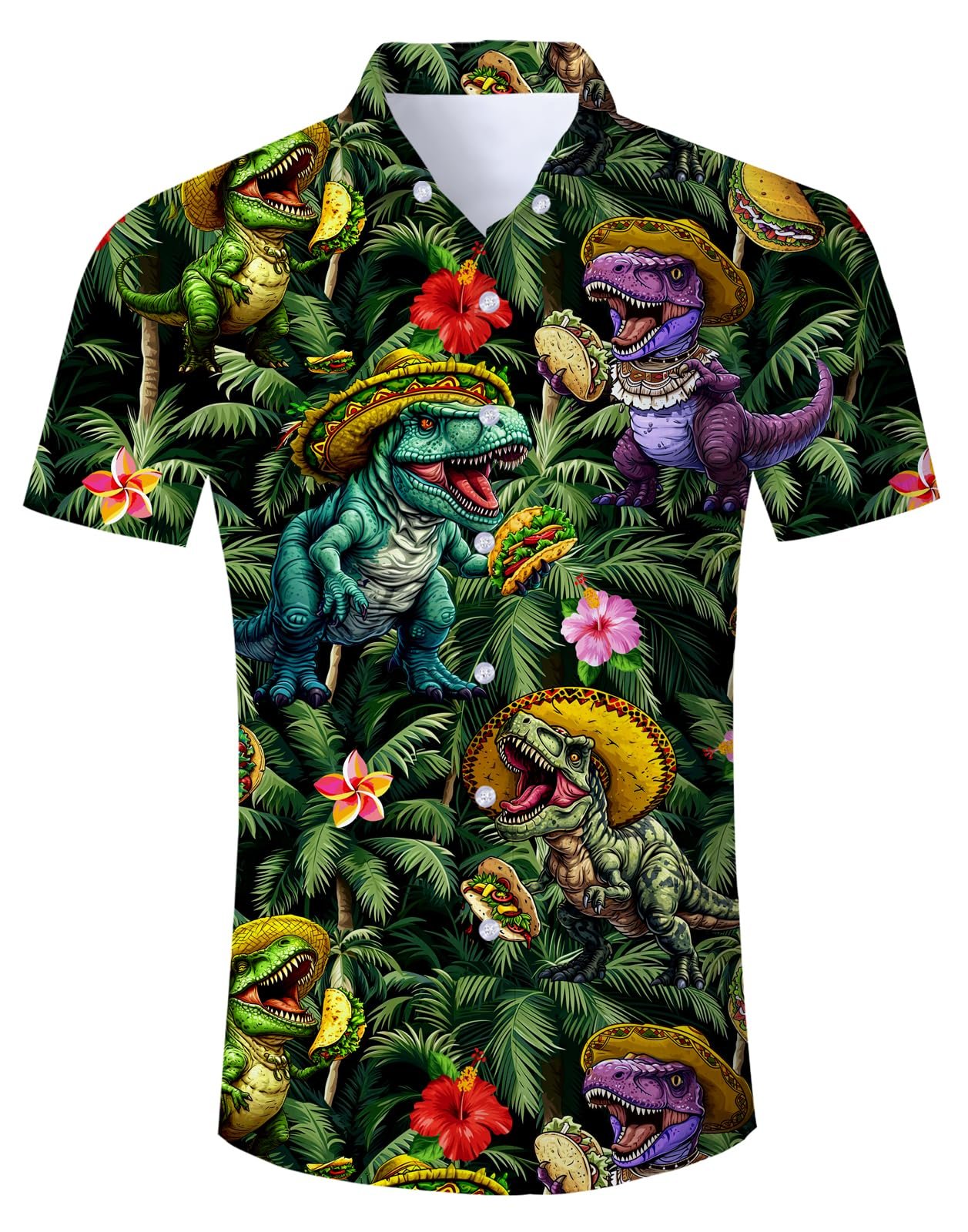 RAISEVERN Mens Hawaiian Shirt Casual Button Down Short Sleeve Tropical Beach Dress Shirt for Summer Holiday - Product Image
