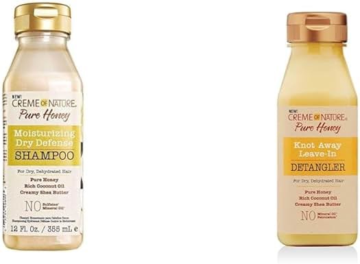 Creme of Nature Pure Honey Shampoo with Coconut Oil & Shea Butter, 12.07 Fl Oz & Knot Away Leave In Detangler, 8 Oz - Product Image