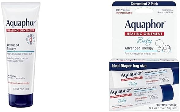 Aquaphor 7oz Dry Skin Healing Ointment & 2ct Baby Healing Ointment for Diaper Rash - Product Image