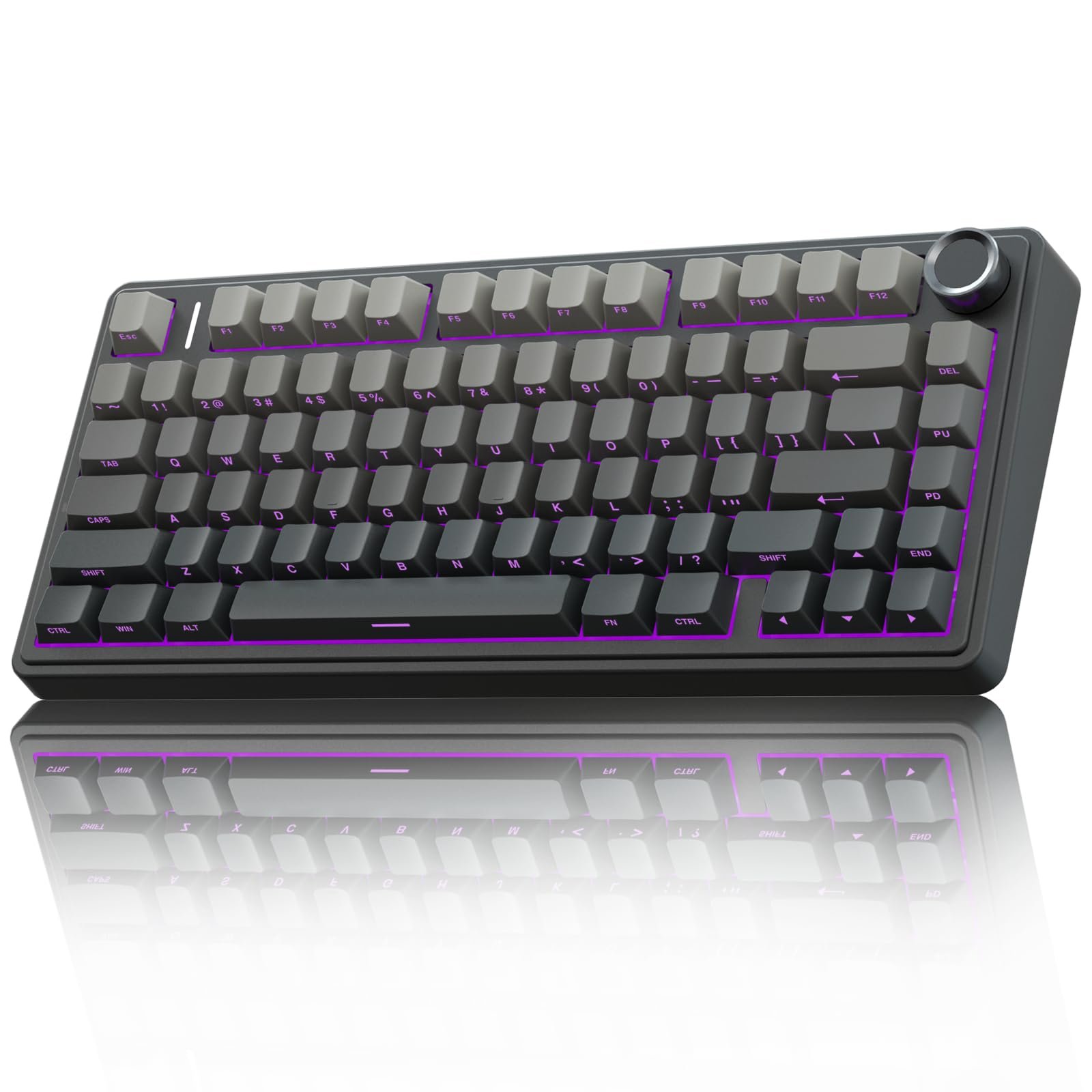 AULA F75 Pro Wireless Mechanical Keyboard,75% Hot Swappable Custom Keyboard with Knob,RGB Backlit,Pre-lubed Reaper Switches,Side Printed PBT Keycaps,2.4GHz/USB-C/BT5.0 Mechanical Gaming Keyboards - Product Image