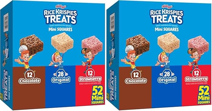 Rice Krispies Treats Mini Crispy Marshmallow Squares, Kids Snacks, Lunch Snacks, 20.1oz Box (52 Bars) (Pack of 2) - Product Image