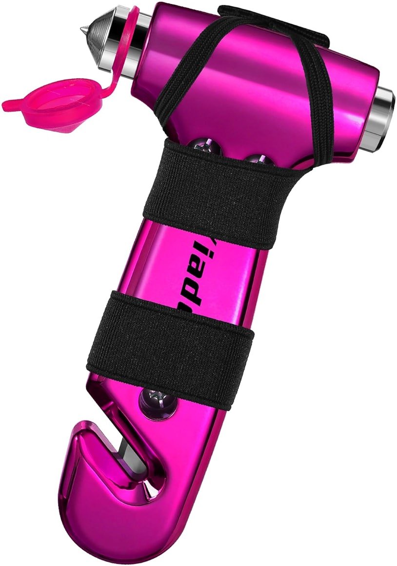 Yiader Window Breaker, 3-in-1 Emergency Escape Tool with seat Belt Cutter and Glass Breaker, Safety Emergency Car Escape Tool for Car, Electroplating Pink - Product Image