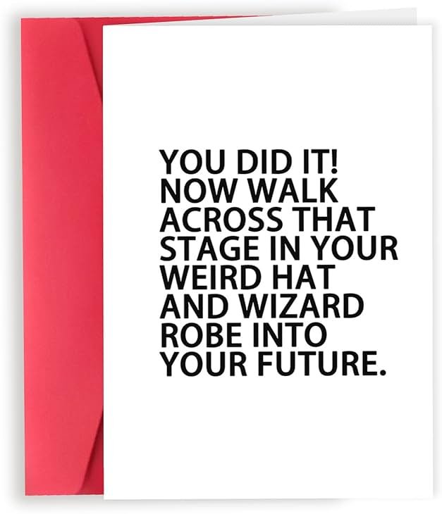 Londue Funny Graduation Cards for Her Him, Graduate Congratulation Card, Weird Hat and Robe, Gifts for High School College Grad, You Did It Card - Product Image