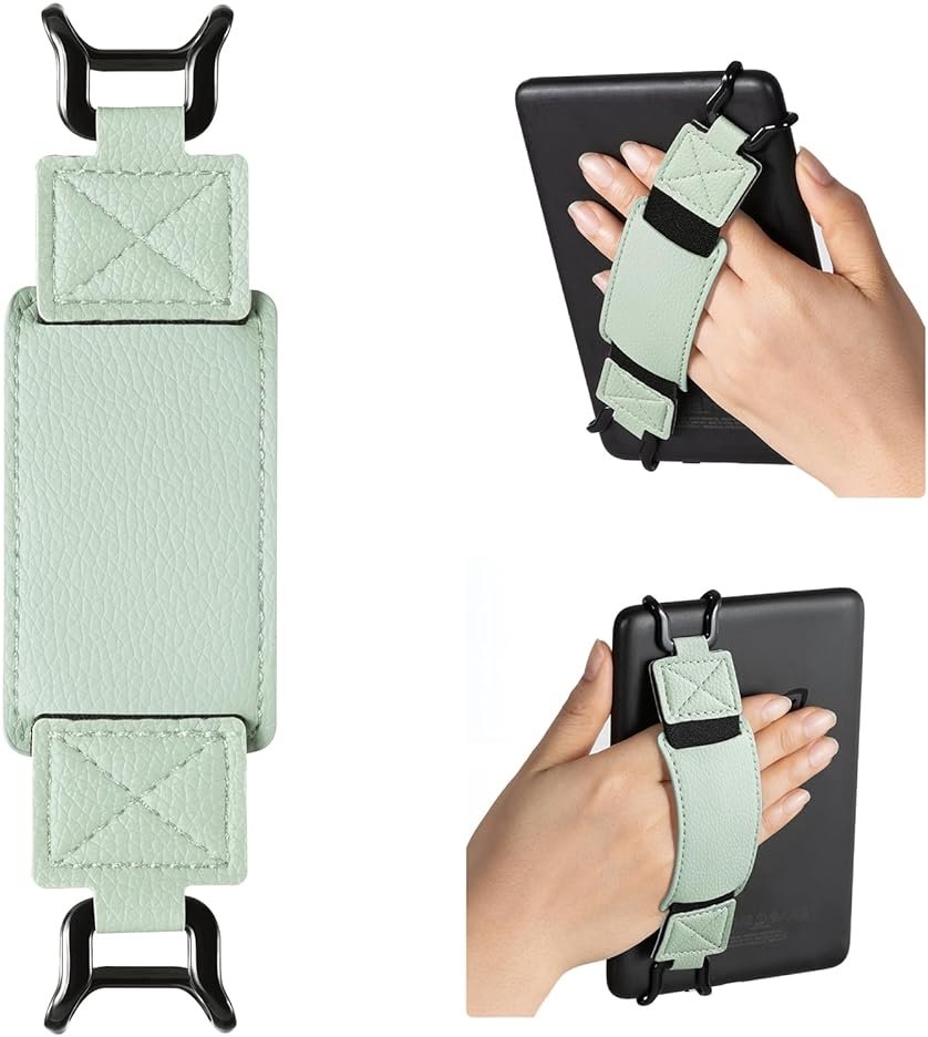 CoBak Secure Hand Strap for Ebook Reader - Versatile and Lightweight Finger Grip Holder for 6-7.5" E-Book Tablet - High Elasticity, Sagegreen-1 - Product Image