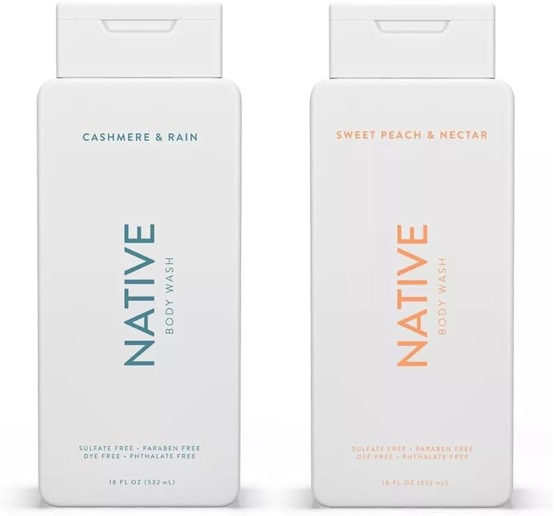 Native Body Wash 2-Pack: Sweet Peach & Nectar + Cashmere & Rain (18 fl oz each) - Product Image
