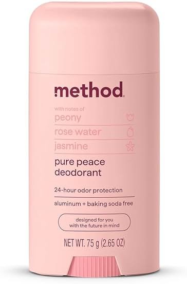 method Deodorant Stick, Pure Peace - 24-Hour Odor Protection, Aluminum & Baking Soda Free, Notes of Peonies, Rose Water & Jasmine, 2.65 oz - Product Image
