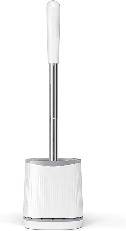 TRENTI Toilet Brush and Holder Set - Bristles Bowl Brush Head with Ventilated Holder, Wall Mounted Compact Set for Bathroom Deep Cleaning - Product Image