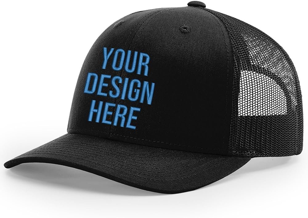 Custom Trucker Hat for Men & Women, Customize Your Own Caps, Text & Logo, Adjustable Snapback Cap Black - Product Image
