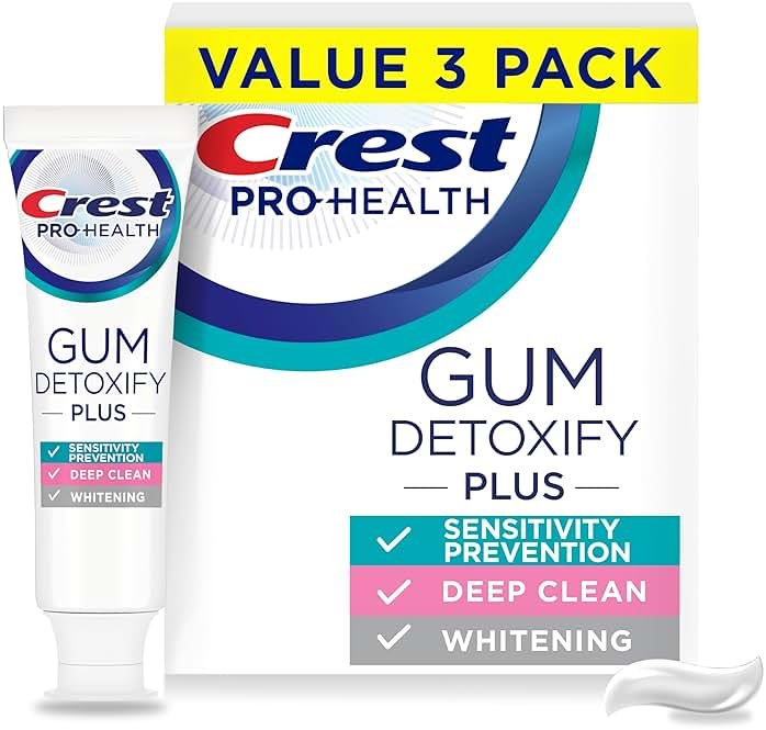 Crest Pro-Health Gum Detoxify Plus Toothpaste 4.5 oz Pack of 3 - Antibacterial Fluoride Toothpaste, Sensitivity Protection, Whitens Teeth, Anticavity, Plaque Control - Product Image