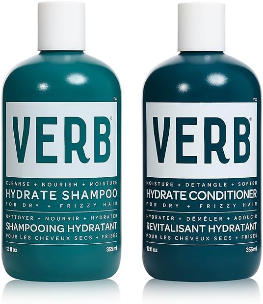 VERB Hydrate Shampoo + Conditioner Duo - Cleanses + Nourishes Dry + Frizzy Hair to Smooth + Reduce Frizz - Amber + Warm Jasmine Scent - Product Image