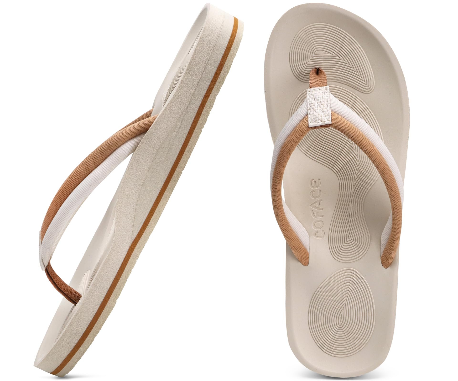 COFACE Flip Flops For Women with Arch Support Comfortable Yoga Mat Orthopedic Sandals Lightweight Womens Flip-Flop - Product Image