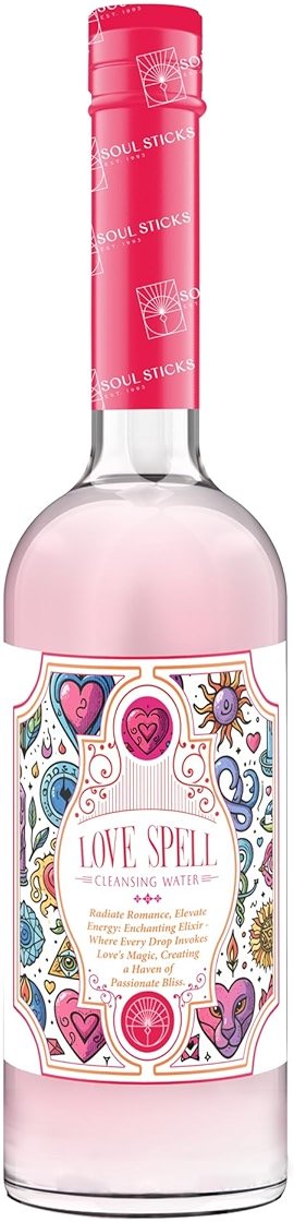 SOUL STICKS Cleansing Water 7.5 oz. Bottle for Rituals, Clearing Negative Energy and Purifying Home Spiritual Florida Water (Love Spell) - Product Image