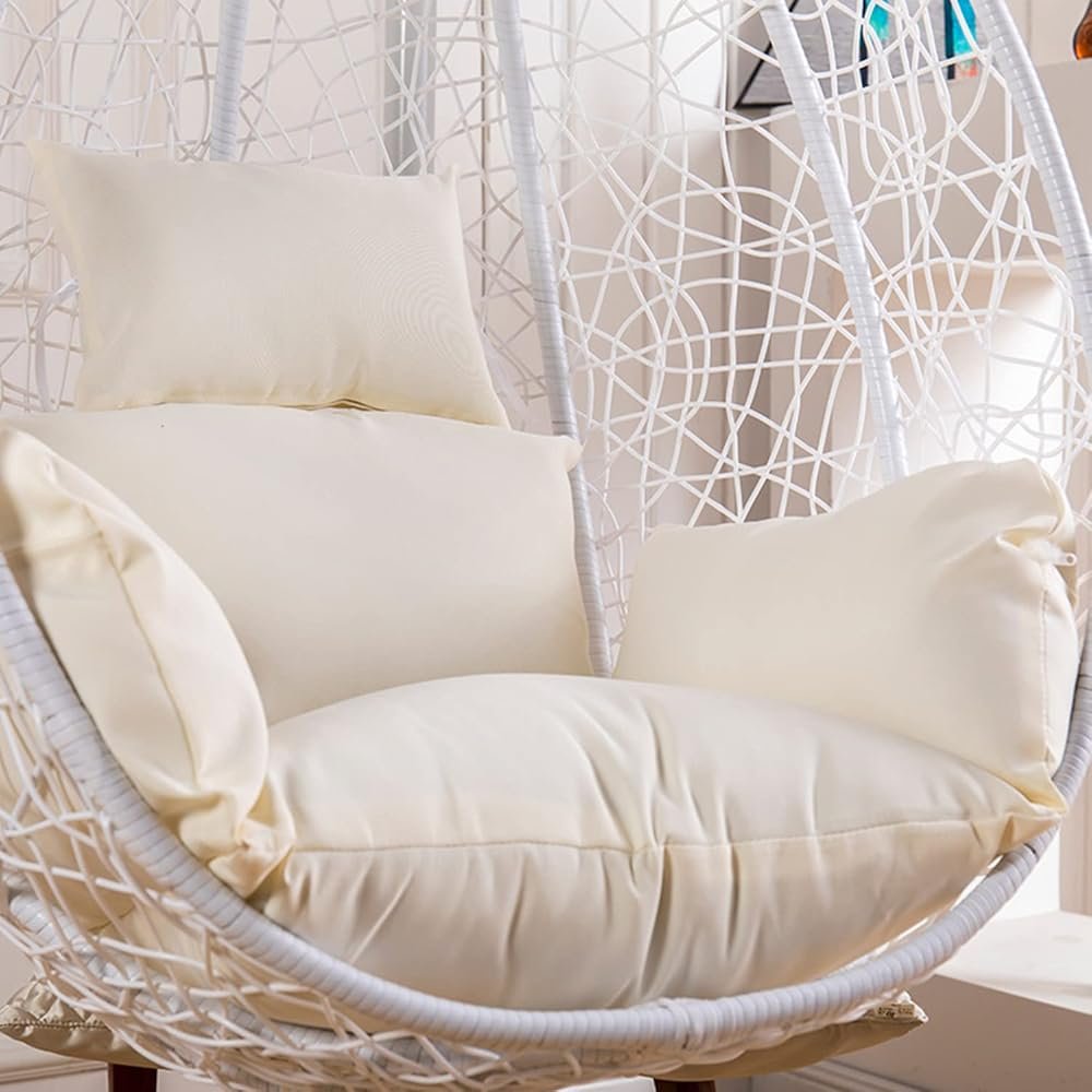 HCZION Egg Chair Cushions Cover,Hanging Basket Chair Seat Cushion Replacement Cover,Swing Chair Cushion Cover,No Padding-White - Product Image