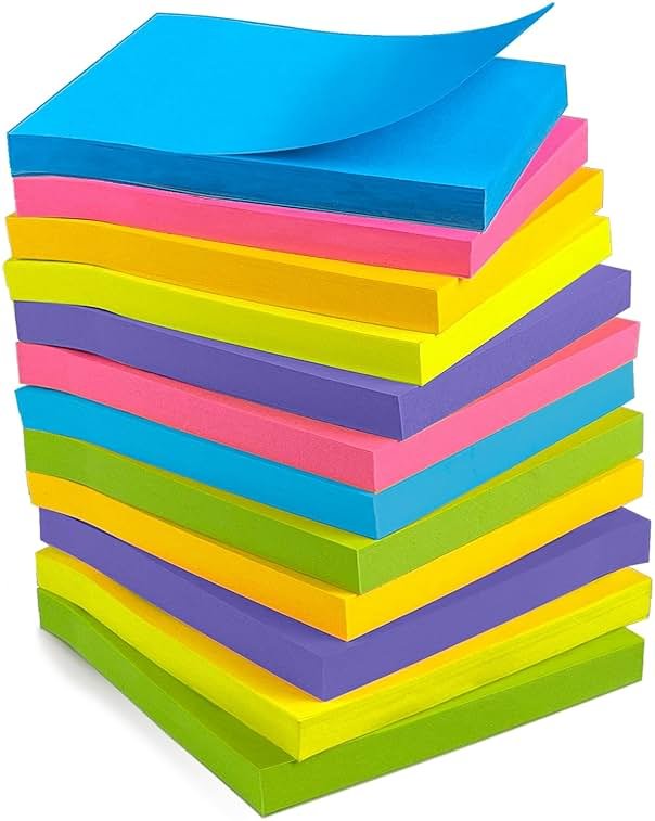 OHOME Sticky Notes - 12 Pads, 3”x3” - Colorful Self-Stick Post Notes Bulk - Office Desk Accessories | Teacher Classroom Must Haves,Aesthetic School Supplies for Home,Back to School Essential - Product Image