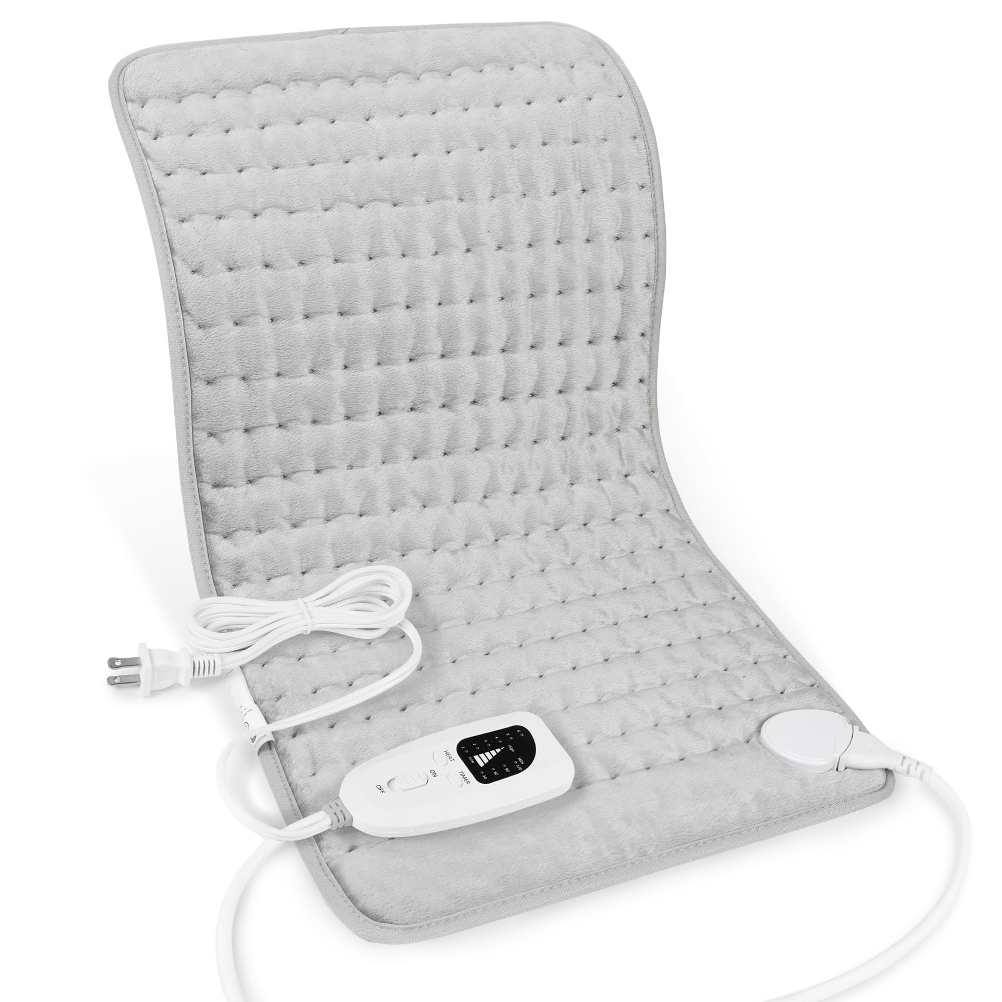 Deepsoon Heating Pad,Electric Heating Pads for Back,Neck,Moist Heating Pad for Abdomen Shoulder Knee Legs,Dry/Moist Heat&Auto Shut Off,Fathers Day Dad Gifts for Men Birthday,Light Gray,24x12 Inch - Product Image