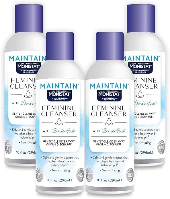 Monistat Boric Acid Feminine Wash, Fragrance-Free Intimate Wash for Women with Gentle pH-Balanced Formula, 10 Fl Oz, Pack of 4 - Product Image