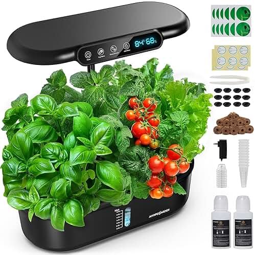 Ahopegarden Hydroponics Growing System kit: 12 Pods Indoor Herb Garden with Smart Environmental Detection - Full Spectrum LED Grow Light for Growing Vegetables，Herbs and Lettuce - Home Gardening - Product Image