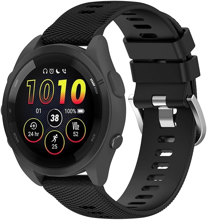 Fit for Garmin Forerunner 165 Watch Bands Women Men, 20mm Adjustable Sport Soft Silicone Replacement Bands Straps Wristbands Fit for Garmin Forerunner 165 Music - Product Image