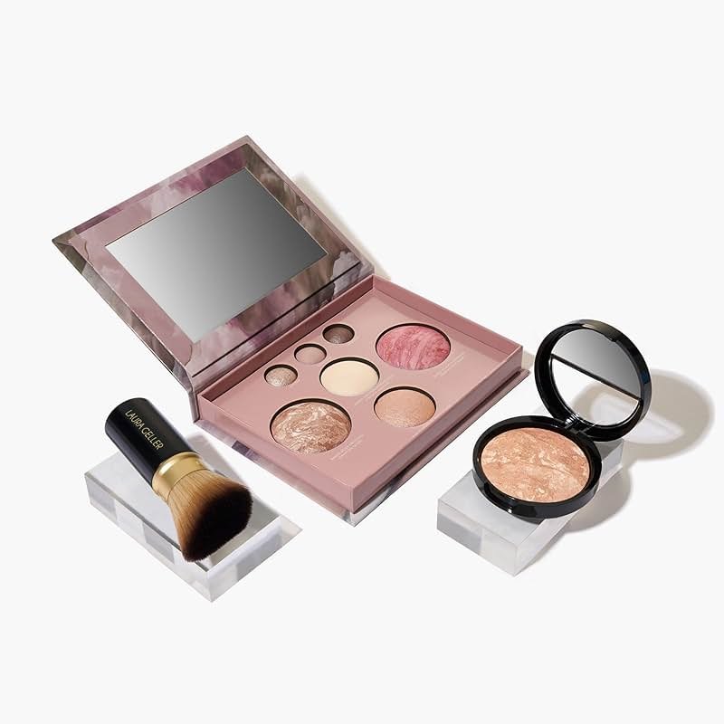 LAURA GELLER NEW YORK Baked Starter Kit: Baked Balance-n-Brighten Powder Foundation, Light and Best of the Best Palette and Retractable Kabuki Brush - Product Image