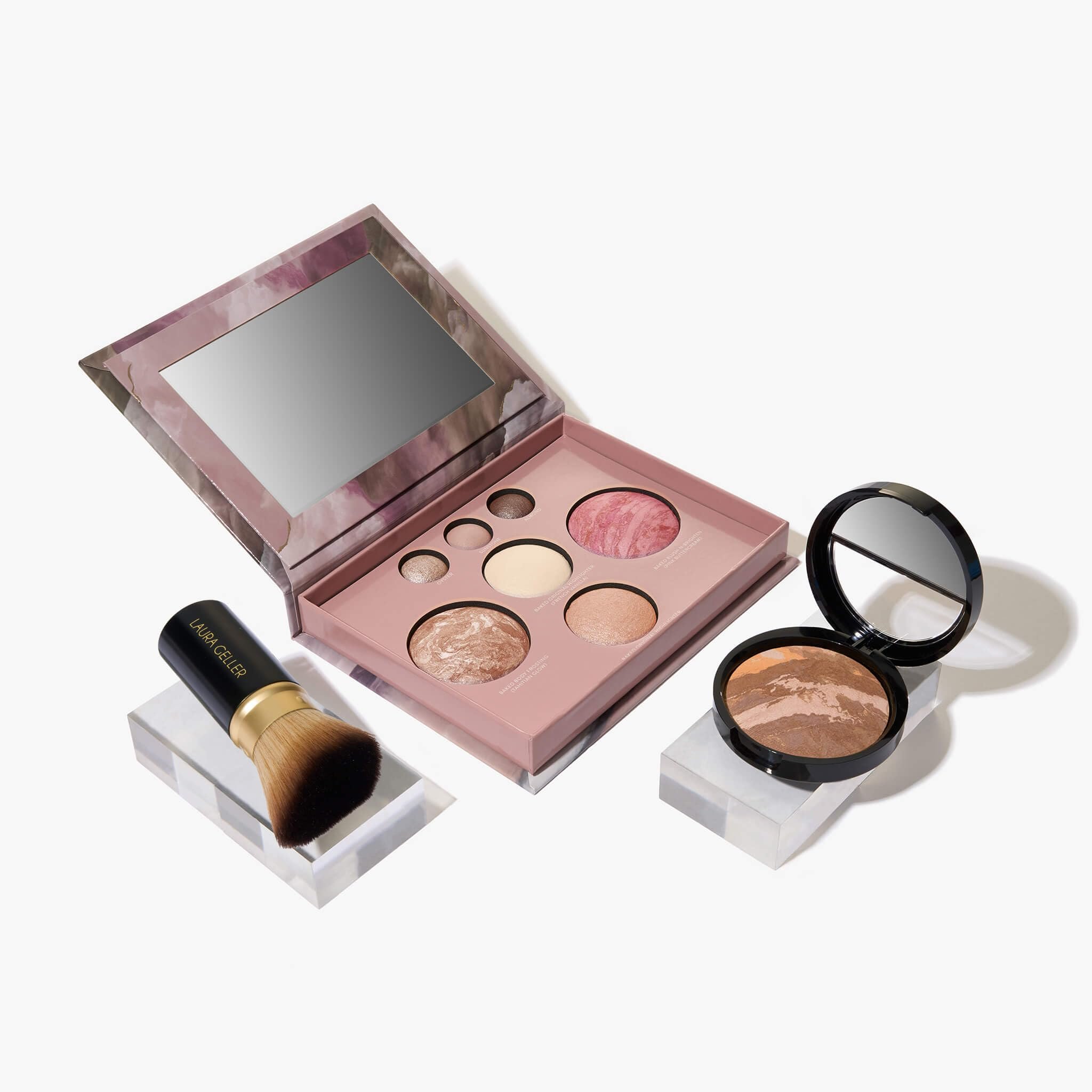 LAURA GELLER NEW YORK Baked Starter Kit: Baked Balance-n-Brighten Powder Foundation, Tan and Best of the Best Palette Blush Bronzer Highlighter Eyeshadow and Retractable Kabuki Brush - Product Image