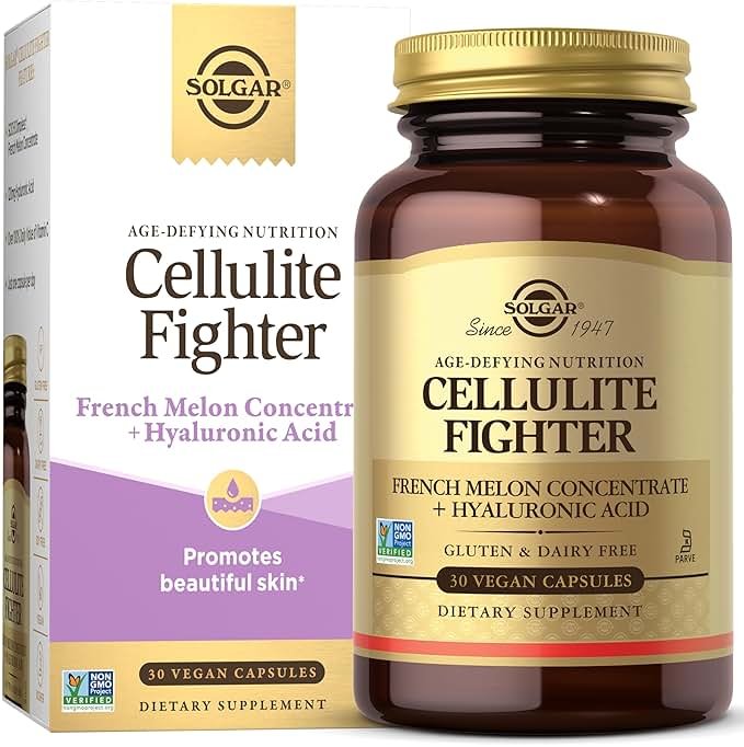 Solgar Cellulite Fighter Skin Vitamin and Mineral Supplement, Support Smooth Skin with French Melon Concentrate, Hyaluronic Acid and Vitamin C Supplement, Age-Defying Nutrition for Women, 30 Servings - Product Image