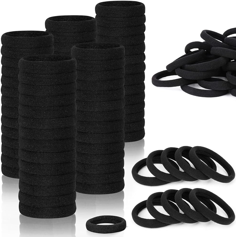 Hair Ties for Girls Elastic Hair Tie 200 PCS Black Soft for Medium Hair Hair Accessories for Women Perfect for Long Lasting Braids Ponytails and More Pain Free Hair Ponytail Holders Hair Elastic Band - Product Image