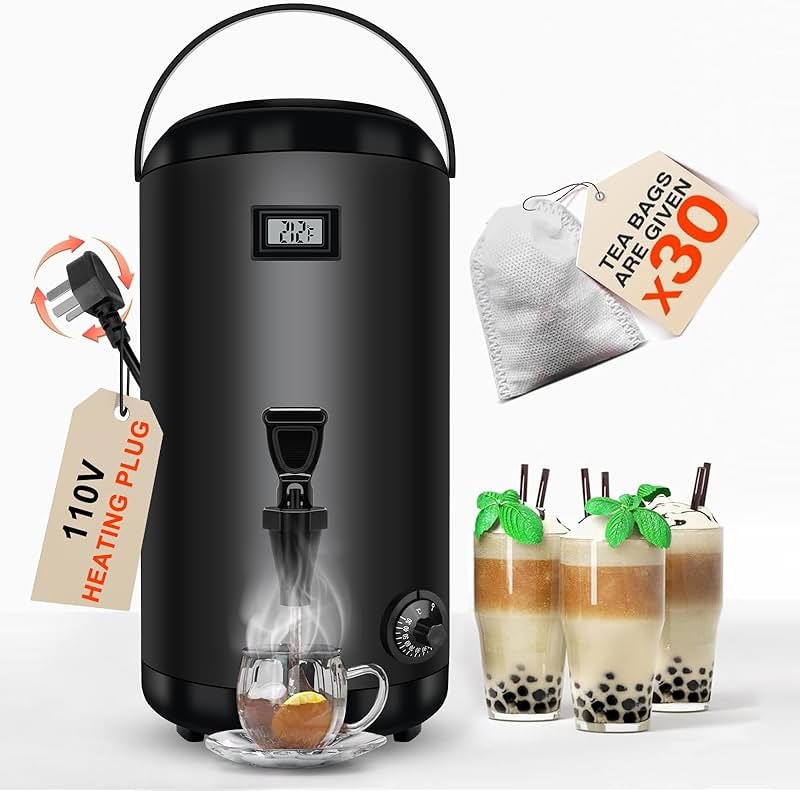 Nalison Electric Heating Insulated Beverage Dispenser-12 L/3.2 Gallon Hot Drink Beverage for Catering-Stainless Steel Hot Beverage Dispenser Coffee Urn with Spigot for tea,Juice (black) - Product Image