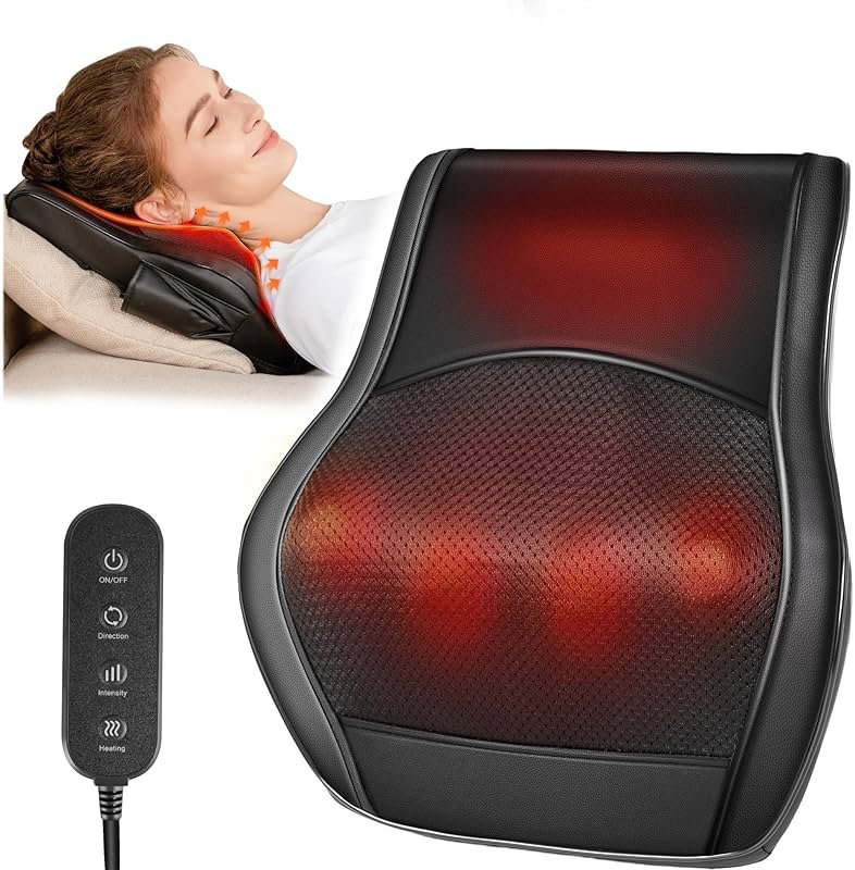 Brelley Neck and Back Massager for Pain Relief Deep Tissue with Heat, Shiatsu Shoulder Massager with Bi-Directional Rotating Head for Neck, Back, Shoulders, and Legs - Product Image
