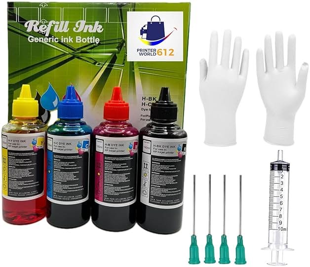 Remplacemet Ink Refill Kit 100ml for HP 67 61 65 60 62 63 910 920 901 902 932 933 934 940 952 94 95 96 Inkjet Printer Cartridges Refillable Ink Cartridges CIS CISS System 4 Color Set New Sealed - Product Image