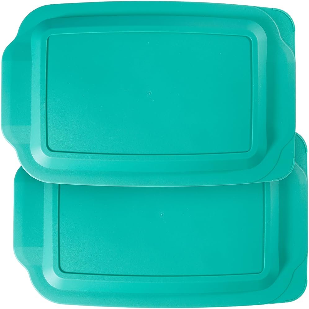 Replacement Lids fits Pyrex 9x13 233 Glass Casserole Baking Dish Container with Tab Handles, for 3-Quart Model 233-PC (2-Pack, Turquoise) - Product Image