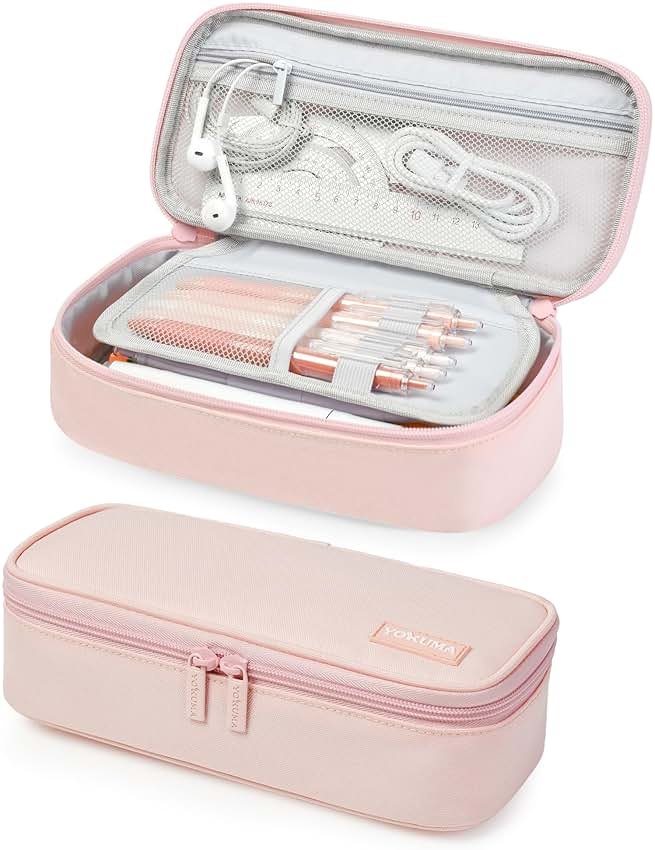 YOKUMA Pencil Case,Large Capacity Pencil Pouch,Aesthetic Zipper Pencil Box, Back to School Supplies for College Student Teen Adults,Travel Essentials,Electronic Cable Organize - Product Image