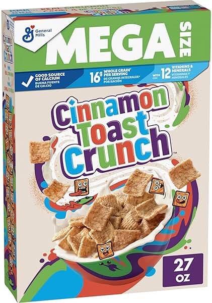 Cinnamon Toast Crunch Breakfast Cereal, Crispy Cinnamon Cereal, Mega Size, 27 oz - Product Image