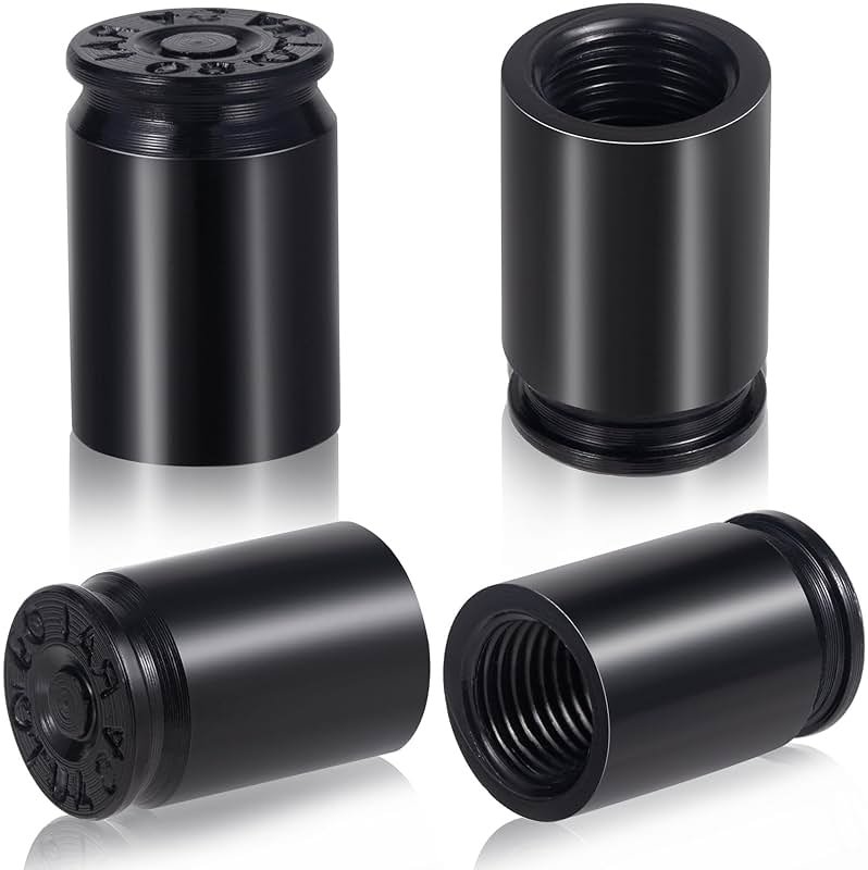 Isslly 4PCS Black Bullet Shaped Valve Stem Caps, Aluminum Alloy Universal Dustproof Tire Valve Stem Covers for Cars, SUV, Trucks, Bike, Motorcycle - Product Image