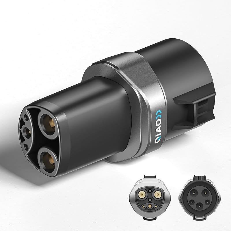 QIAO J1772 to Tesla Charger Adapter, Up to 80A 250V - Silver-Plated J1772 to NACS Adapter for Tesla Model 3/Y/X/S/Cybertruck,Can Charge Tesla EVs at J1772 AC Charger Station (Gray) - Product Image