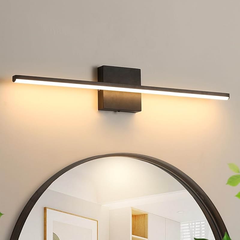 fengkiop Modern Bathroom Vanity Light 24 Inch, 18W Black Bathroom Light Fixture Over Mirror, Dimmable 5CCT LED Wall Sconce Lighting for Restroom Mirro - Product Image