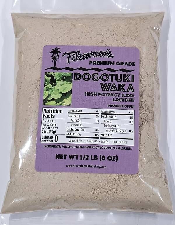 Tikaram's Kava Root Powder, Premium Grade Fiji Dogotuki Waka, Noble Strain, High Potency Lactone, 8 Ounce (Pack of 1) - Product Image