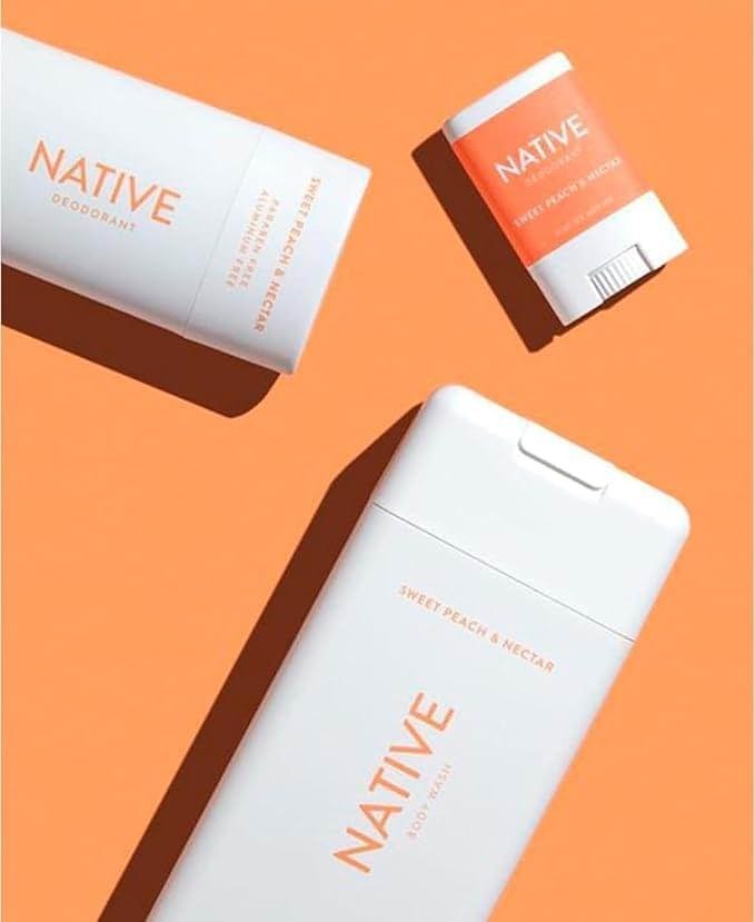 Native Sweet Peach & Nectar Travel Deodorant and Body Wash Set - Product Image
