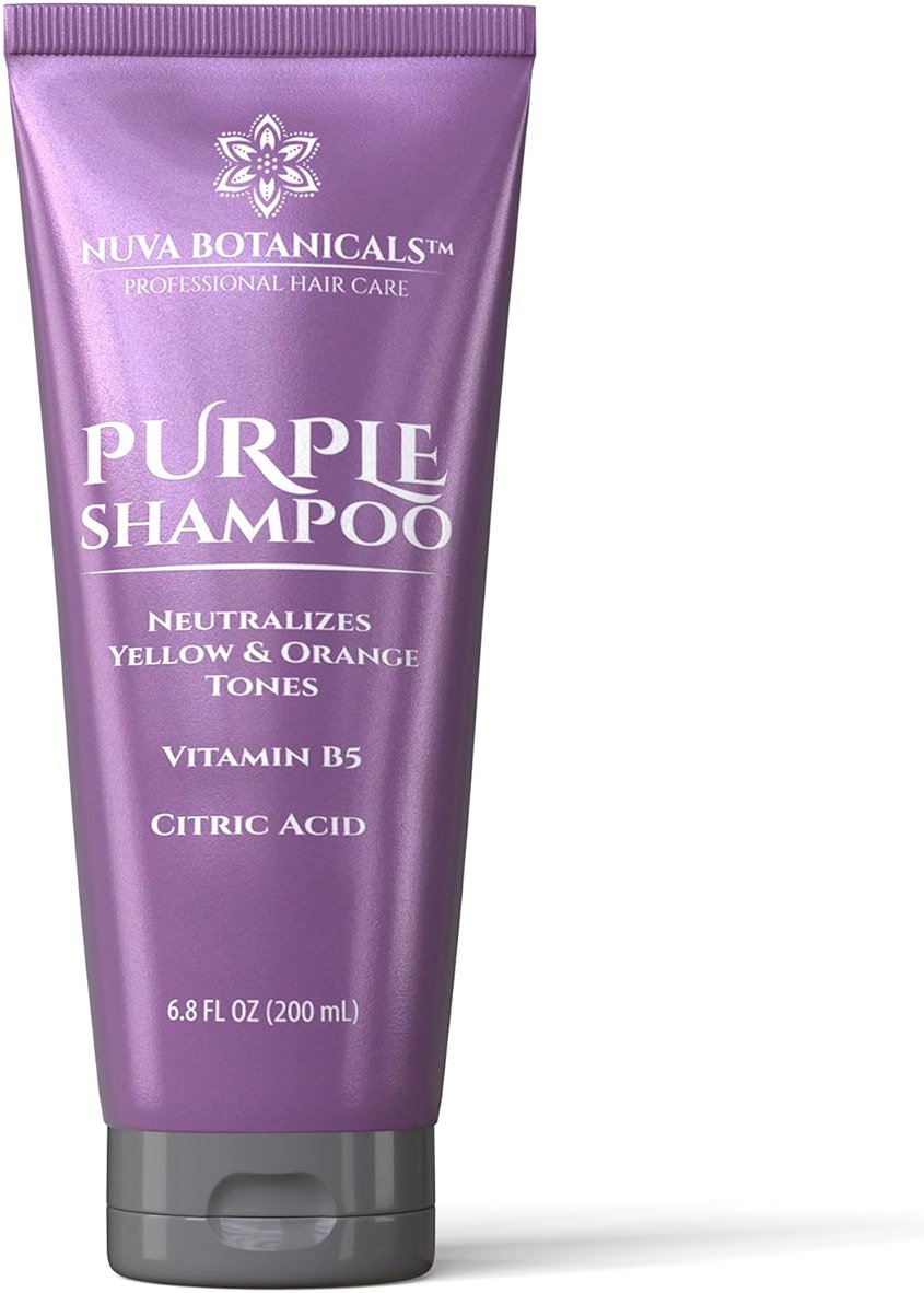Nuva Botanicals Purple Shampoo for Blondes - Shampoo for Gray Hair for Women Removes Brassy Tones from Hair - Blonde Shampoo with Vitamin B5 - Hair Toner for Bleached Hair 6.8fl oz - Product Image