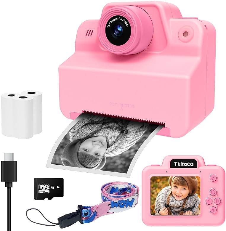 Kids Camera Instant Print Camera for Kids, Toddler Instant Camera for 3 4 5 6 7 8 9 10 Year Old Girls Christmas Birthday Gifts, Portable Kid Child Digital Travel Camera Toy for Girl Boy Age 3-12 - Product Image