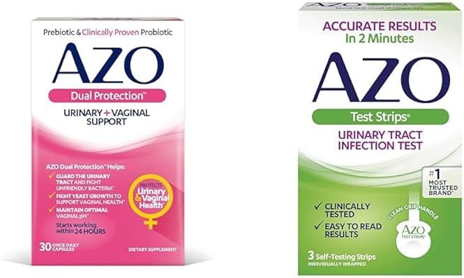 AZO Dual Protection Urinary & Vaginal Probiotic 30ct + UTI Test Strips 3ct - Product Image