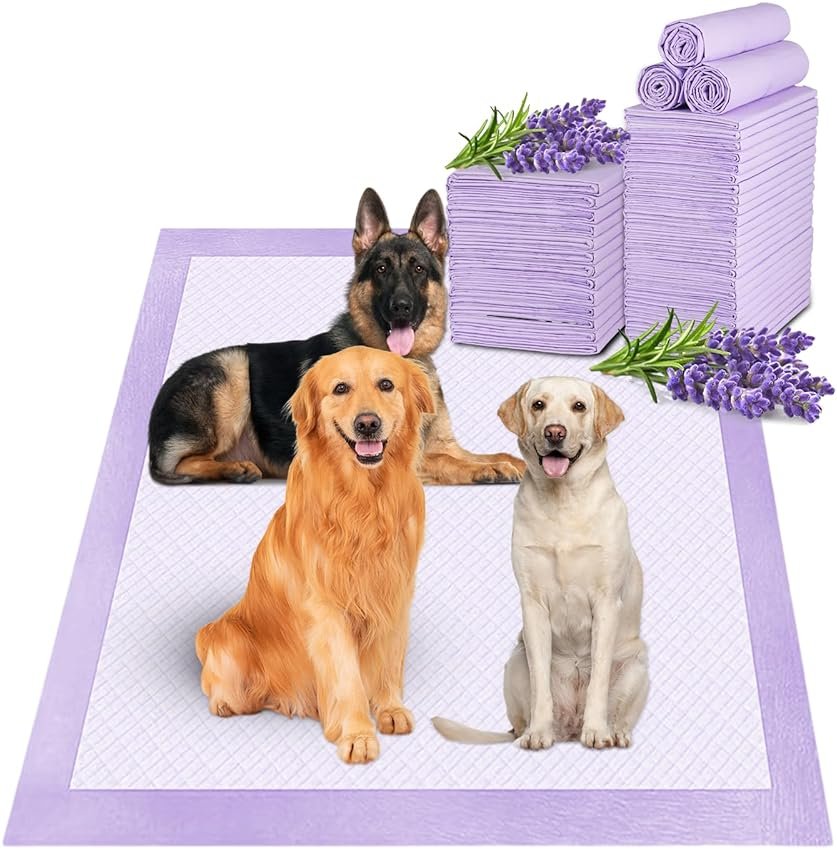 Boscute Lavender Scented Super Absorbent & Leak-Proof Puppy Pads, 36"x36" Odor Control Pet Training Dog Pee Pads, Thicken Quick Dry Pee Pads, Potty Training Pads for Dogs Cats (Lavender Scented) - Product Image