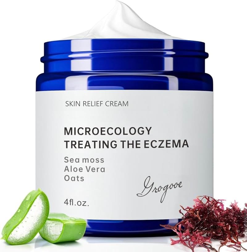 Crogooe Natural Soothing Eczema Cream for Dry & Itchy & Sensitive Skin - Fragrance-Free Moisturizer with Sea Moss, Aloe Vera & Oats for Intense Hydration & Comfort ，Safe for All Ages (4 oz) - Product Image