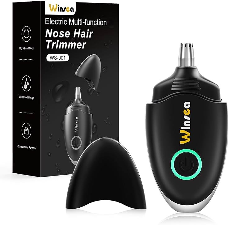 Winsea Ear and Nose Hair Trimmer for Men and Women – Travel Trimmer, High-Precision Nose Shaver, USB Rechargeable, Waterproof, Safe & Quiet Operation, Portable Ear Hair Remover Design (Black) - Product Image
