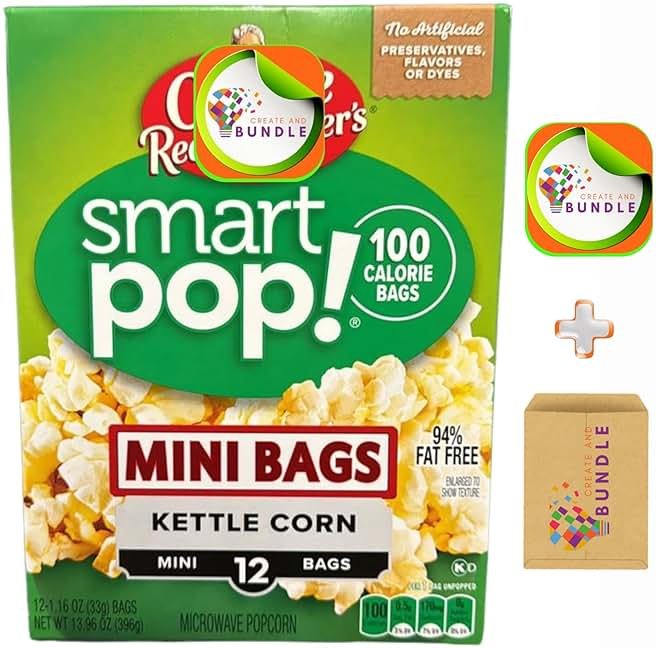 Kettle Corn Microwave Popcorn, Mini Bags, 1.16 oz, 12 Count, Gluten-Free, No Artificial Flavors + Create Sticker - Product Image