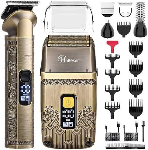 Hatteker Professional Hair Clipper Electric Razor Foil Shavers for Men Body Nose Ear Hair Grooming Kit with Triple Blades Cordless Waterproof - Product Image