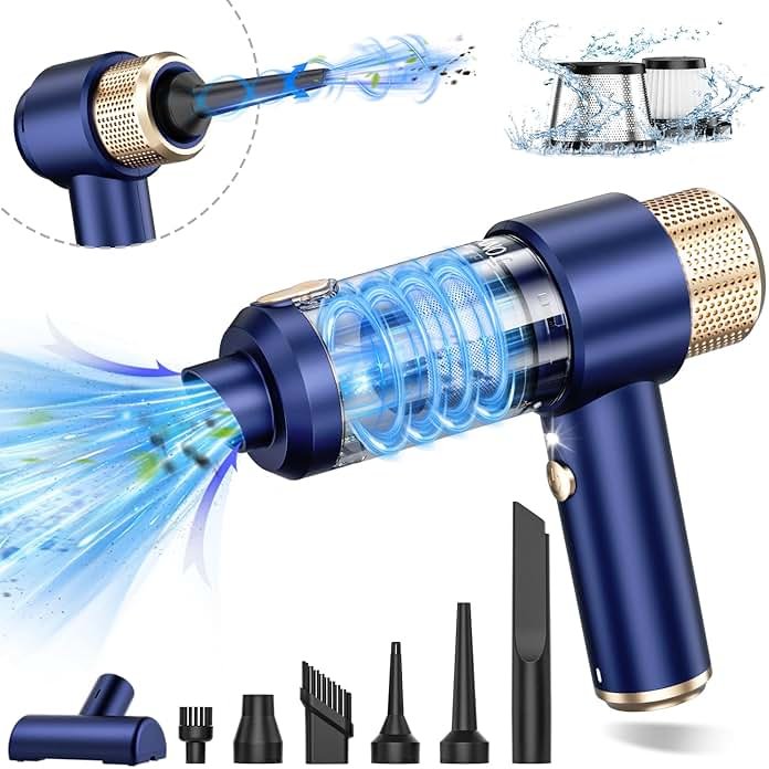 JONYJ Handheld Car Vacuum Cleaner, 16000PA Hand Held Vacuum Portable Cordless, 2 in 1 Air Duster and Vacuum Cleaner with LED Light, Multi-Nozzles, 120W High Power Mini Vacuum for Home, Pet, Office - Product Image