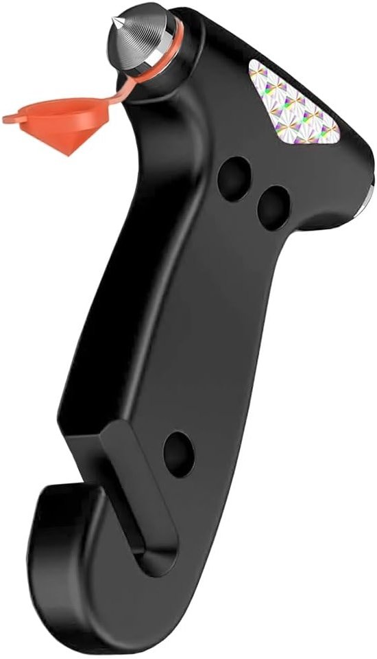 Car Safety Hammer, 3-in-1 Car Emergency Escape Tool with Window Breaker & Seat Belt Cutter, Car Emergency Kit Gadgets for Car, Office, Home (Black, 1pcs) - Product Image