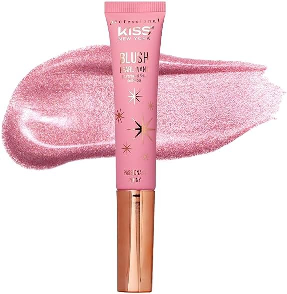 Kiss New York Professional Pearl Liquid Blush Beauty Wand, High Pigment Glow for Cheek, Eye & Lip, Non-Greasy Hydration Lightweight with Sponge-Tip Applicator (Passionate Peony) - Product Image