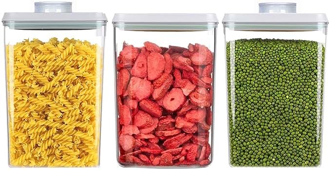 Melovom Pop Food Storage Containers Airtight Food Storage Containers Set with Lids Kitchen Pantry Organization and Storage, Stackable, BPA Free, 3 x 1.2Qt - Product Image