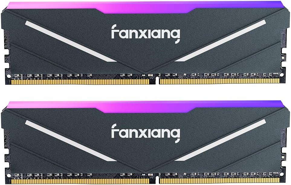 fanxiang RGB DDR4 RAM 32GB (2x16GB) 3200MHz CL16 V1.35, Desktop Gaming Machine Overclocking Memory, Intel XMP 2.0 & AMD Compatible - Black - Product Image